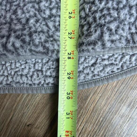 Abercrombie & Fitch Gray Soft Sherpa Vegan Leather Trim Quarter Zip Women’s L - Picture 6 of 9